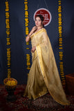 Sunahari Dhaara- Golden Zari Linen Saree