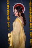 Sunahari Dhaara- Golden Zari Linen Saree