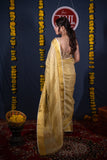 Sunahari Dhaara- Golden Zari Linen Saree