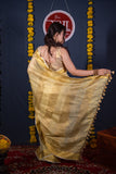 Sunahari Dhaara- Golden Zari Linen Saree