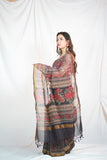 Midnight Bloom Kota Doria Saree