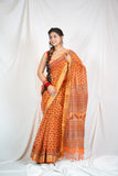 Indian Summer- Orange Kota Doria saree