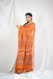 Indian Summer- Orange Kota Doria saree
