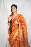 Indian Summer- Orange Kota Doria saree
