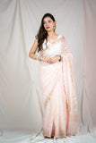 Pink Flower- Emroidered Kota Doria Saree