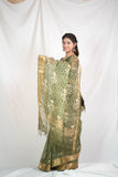 Verdant Elegance- Green Kota Doria Saree