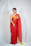 Ruby Radiance - Red Kota Doria Saree
