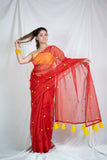 Ruby Radiance - Red Kota Doria Saree