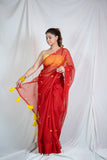 Ruby Radiance - Red Kota Doria Saree