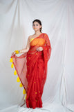Ruby Radiance - Red Kota Doria Saree