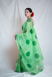 Mathe Ri Bindu - Green Kota Doria Saree