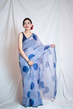 Mathe Ri Bindu- Blue Kota Doria Saree