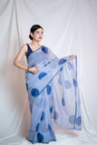 Mathe Ri Bindu- Blue Kota Doria Saree