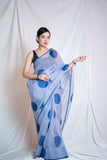 Mathe Ri Bindu- Blue Kota Doria Saree