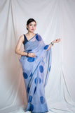 Mathe Ri Bindu- Blue Kota Doria Saree