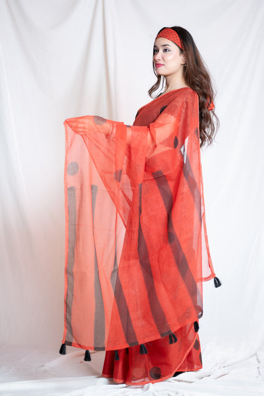 Meri Pyaari Bindu - Red Kota Doria saree
