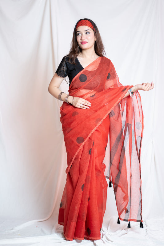 Meri Pyaari Bindu - Red Kota Doria saree