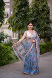 Blue Bells- Blue Block Printed Saree