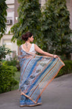 Blue Bells- Blue Block Printed Saree