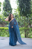 Blue Lush- Kota Doria Saree