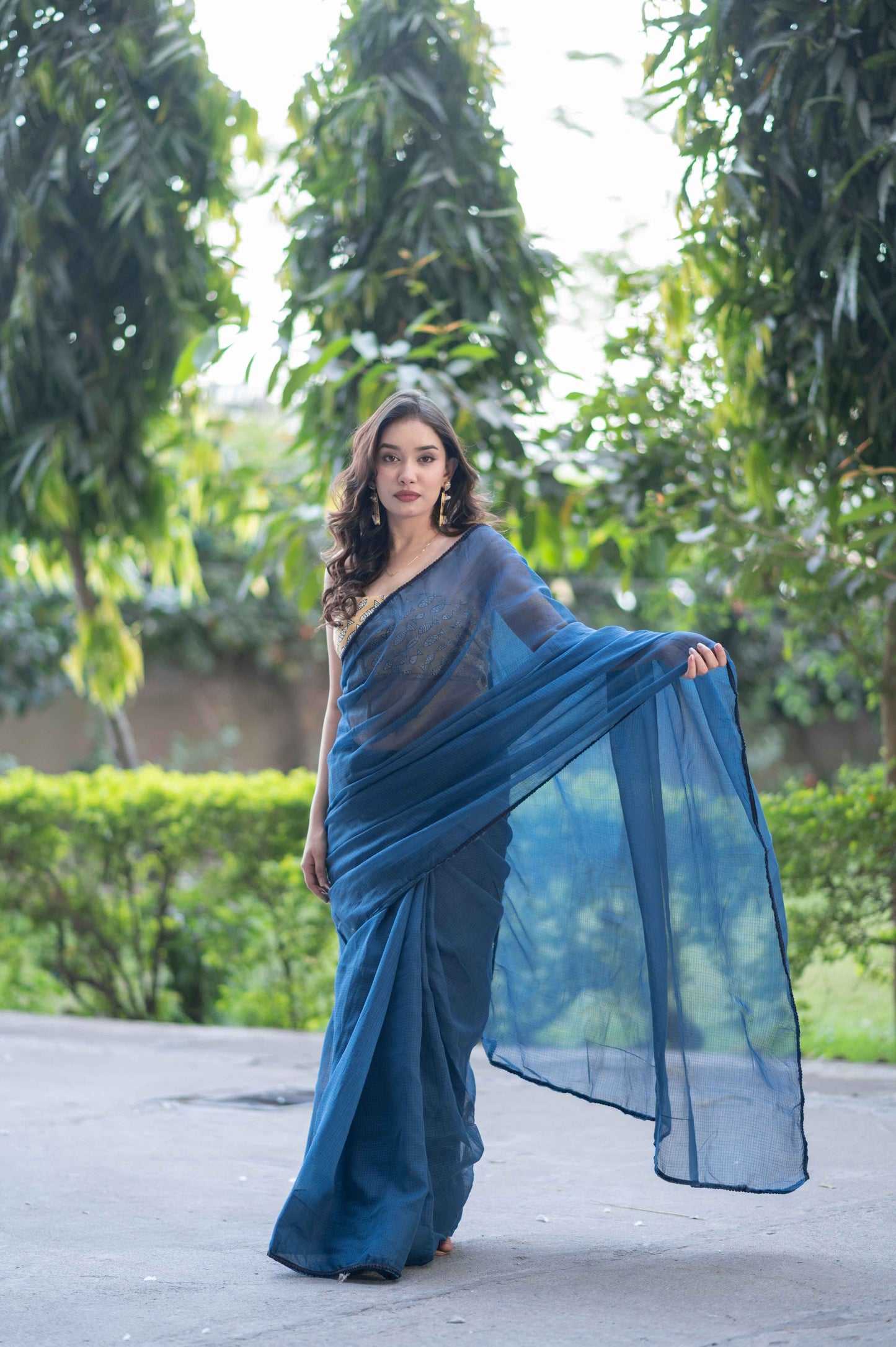 Blue Lush- Kota Doria Saree