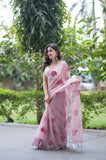 Blush Vein- Pink Kota Doria Saree