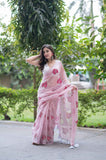 Blush Vein- Pink Kota Doria Saree