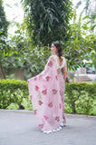 Blush Vein- Pink Kota Doria Saree