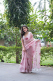 Blush Vein- Pink Kota Doria Saree