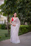 Blush - White Kota Doria Saree