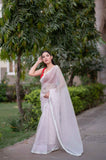 Blush - White Kota Doria Saree
