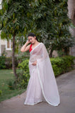 Blush - White Kota Doria Saree