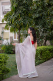 Blush - White Kota Doria Saree