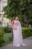 Blush - White Kota Doria Saree