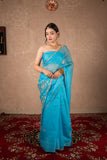 Bhavyata- Sky Blue Gota Jaal Saree