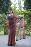 Cherry Charm- Red Ajrakh Kota Doria Saree