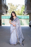 Cloud Bliss - White Kota Doria Saree