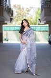 Cloud Bliss - White Kota Doria Saree