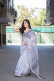Cloud Bliss - White Kota Doria Saree