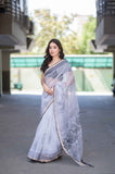 Cloud Bliss - White Kota Doria Saree