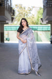 Cloud Bliss - White Kota Doria Saree