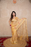 Chamak- Golden Tissue Saree with Embroidery
