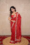 Chandrika- Red Floral Silk Saree
