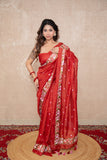 Chandrika- Red Floral Silk Saree