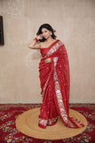 Chandrika- Red Floral Silk Saree