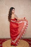 Chandrika- Red Floral Silk Saree