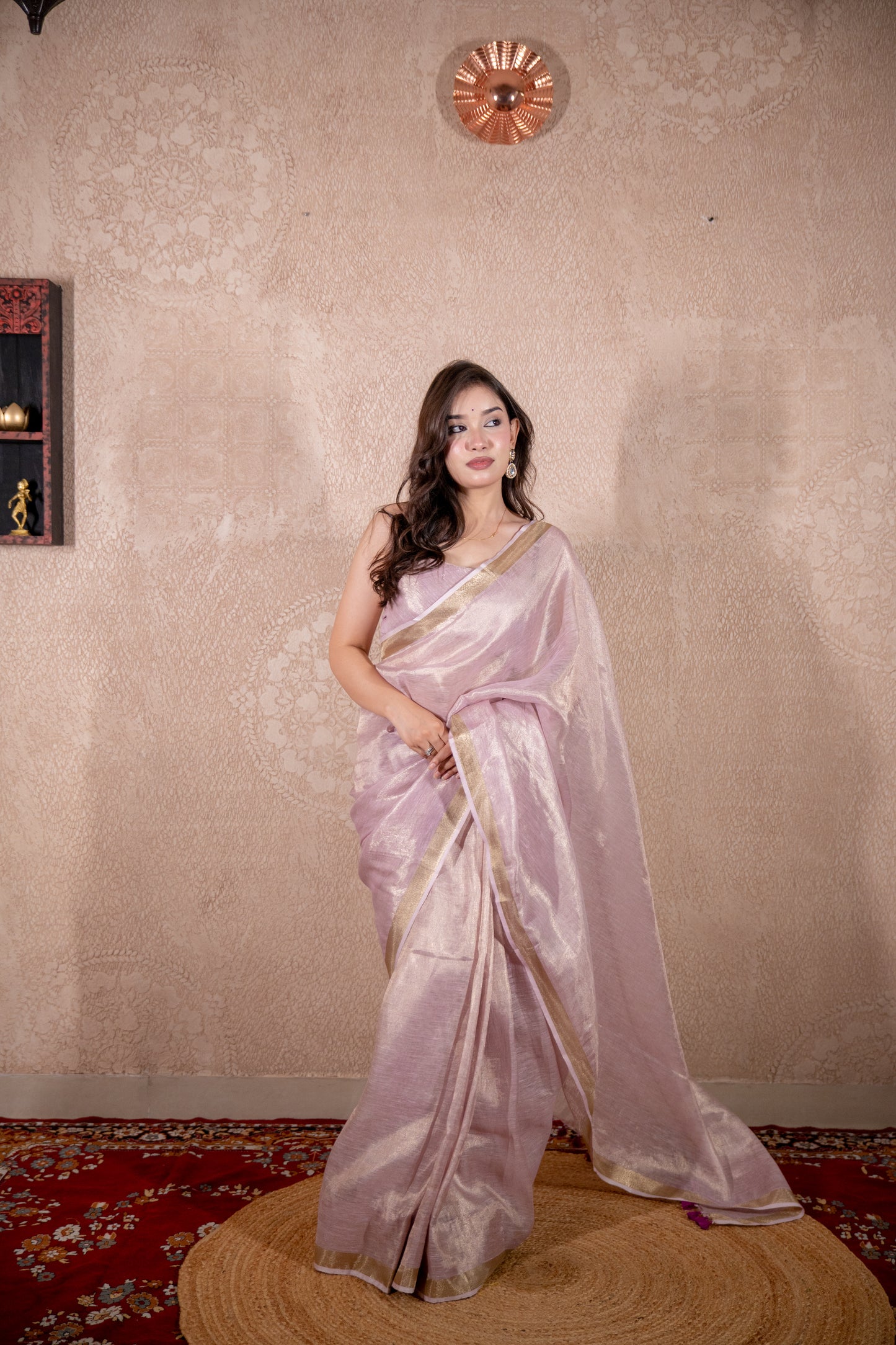 Charu- Lavender Zari Linen Saree