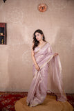 Charu- Lavender Zari Linen Saree