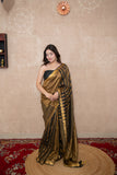 Chitrika- Black Striped Zari Linen Saree