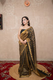 Chitrika- Black Striped Zari Linen Saree